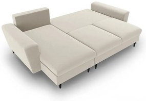 Colțar bej extensibil, cu spațiu de depozitare cu tapițerie din catifea Kyoto – Cosmopolitan Design