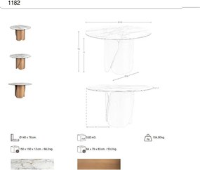 Masa rotunda design LUX Porcelain Marble 140cm