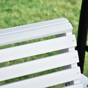 Outsunny Leagăn Suspendat pentru Exterior din Lemn de Brad cu Măsuță Rabatabilă și Suporturi pentru Pahare, Leagăn pentru Grădină sau Terasă cu 2-3 Locuri, Alb | Aosom Romania