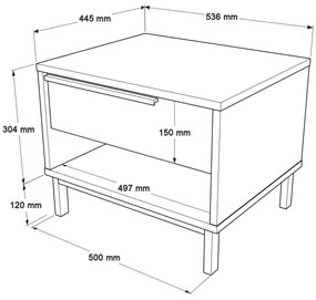 Pat de o persoană cu noptieră 90 cm Onnie 12 (Alb) . 1102416