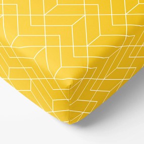 Goldea cearceaf de pat bumbac 100%  cu elastic - mozaic galben 90 x 200 cm
