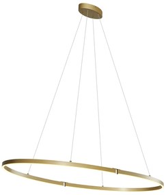 Lampă suspendată de design alamă 120cm inclusiv LED cu 3 trepte de intensitate luminoasă - Ovallo