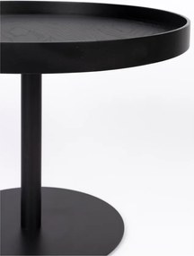 Măsuță de cafea neagră rotundă cu blat cu aspect de lemn de stejar ø 56 cm Yuri M – White Label