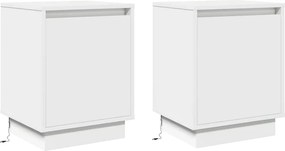 vidaXL Dulap de noapte 2 pcs Alb 39 x 34,5 x 50 cm Lemn compozit