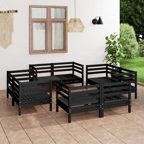 3082431 vidaXL Set mobilier de grădină, 8 piese, negru, lemn masiv de pin