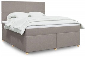 vidaXL Pat continental cu saltea, gri taupe, 180x200 cm, textil