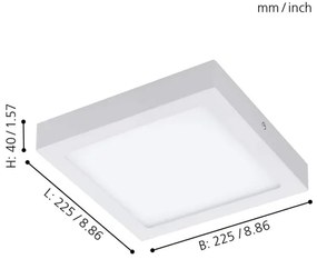 Eglo 33316 - Plafonieră LED RGBW dimabilă FUEVA-C LED/15,6W/230V 22,5x22,5cm alb