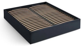 Pat matrimonial albastru închis tapițat cu spațiu de depozitare/fără tăblie cu somieră 140x200 cm Susan – Micadoni