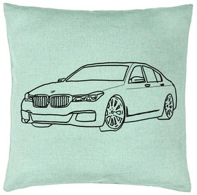 Perna Decorativa, Model BMW Lover, 40x40 cm, Verde Menta, Husa Detasabila, Burduf