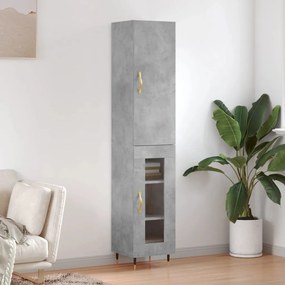 vidaXL Dulap înalt, gri beton, 34,5x34x180 cm, lemn prelucrat