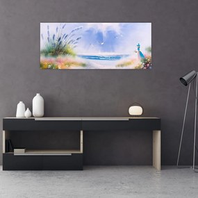 Tablou - Plaja romantică, pictură în ulei (120x50 cm)