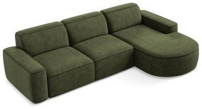 Colțar verde cu tapițerie din chenille (cu colț pe partea dreaptă/cu șezlong) Omao – Makamii