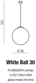 Pendul stil modern 30cm Ball alb