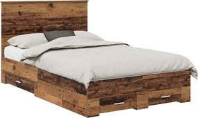 vidaXL Cadru de pat cu headboard Lemn vechi 120 x 190 cm Lemn compozit