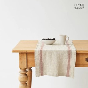 Napron de masă din in 40x200 cm Beige Stripe Vintage – Linen Tales