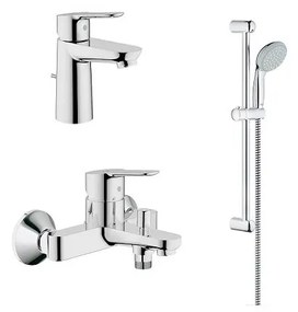 Set baterii lavoar cada si set de dus cu bara Grohe BauEdge crom