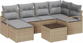 vidaXL Set de canapea cu pernă 7 pcs Bej poliratan