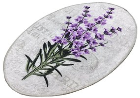 Covor pentru  baie Lavender Oval 80 x 100 cm Antiderapant Alb-Mov