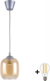Brilagi - lustra LED suspendată pe cablu GLASS 1xE27/60W/230V Ø 14 cm argintiu/maro-fumuriu