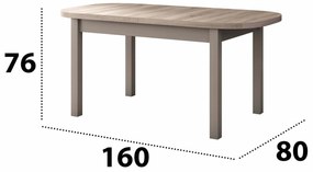 Set masa extensibila 160x200cm cu 6 scaune tapitate, MB-12 Venus1 si S-37 Boss7 S11, sonoma, lemn masiv de fag, stofa