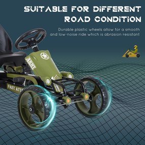 HOMCOM Kart cu Pedale pentru Copii de 3-6 Ani cu Scaun Reglabil și Frână de Mână, 105x54x61 cm, Verde | Aosom Romania