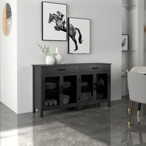 HOMCOM Bufet jos mobilier de depozitare 4 uși cu polițe reglabile și 2 sertare stil industrial 150 x 40 x 85 cm negru | Aosom Romania