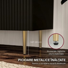HOMCOM Bufet modern cu 2 uși și raft reglabil, mobilier tip bufet pentru bucătărie și living, cu picioare metalice, negru | Aosom Romania