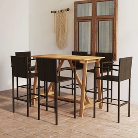 3067971 vidaXL Set mobilier bar de grădină, 7 piese, maro