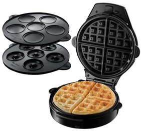 Aparat gogosi si vafe 3in1 Russell Hobbs Fiesta 24620-56, 900w, Placi antiadere, Capac cu autoblocare, Bordo/Negru