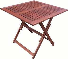 Set masa si 4 scaune pentru gradina Tirora Muhler Meranti, 5 piese, Pana la 100 kg, Pliabil, Lemn, Maro
