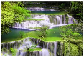 Tablou - Cascada Huay Mae Khamin, Kanchanaburi, Thailanda (90x60 cm)