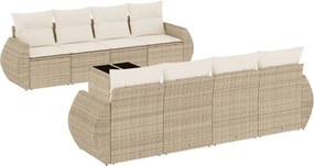 vidaXL Set canapele de grădină, 9 piese, cu perne, bej, poliratan