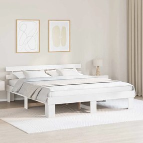 vidaXL Cadru de pat cu cap de pat alb 180x200 cm din lemn solid de pin