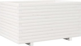 vidaXL Jardinieră de grădină, alb, 90x60x49,5 cm, lemn masiv de pin
