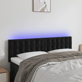 3122096 vidaXL Tăblie de pat cu LED, negru, 144x5x78/88 cm, catifea