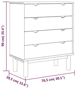 Comoda cu sertar, maro si gri, 76,5x39,5x90 cm, lemn masiv pin Maro  si gri