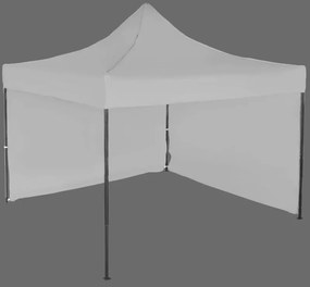 Pavilion de grădină 3x3m – din oțel, 2 pereţi laterali, Gri / antracit