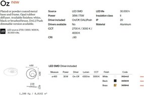 Plafoniera LED design circular OZ PL D040 ON-OFF OTTONE 3000K