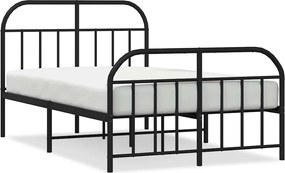 vidaXL Cadru pat metalic cu tăblie de cap/picioare, negru, 120x190 cm