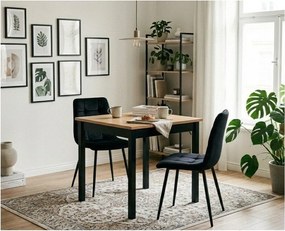 Masă dining din lemn de pin cu structură neagră Bonami Essentials Sydney, 70 x 70 cm