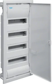 Tablou 48 module cu usa metalica, montaj incastrat(ST), alb, usa mata alba, Hager