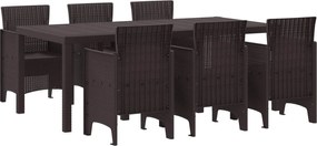 vidaXL Set de masă pentru grădină 7 pcs Maro Polipropilenă