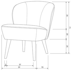 Fotoliu WOOOD Sara, galben muștar
