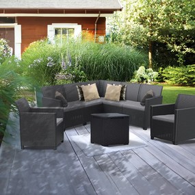 Set de mobilier de grădină Claire IV cu 7 locuri și masă de depozitare Vigo, grafit