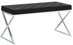 vidaXL Banchetă, 97 cm, catifea neagră și oțel inoxidabil