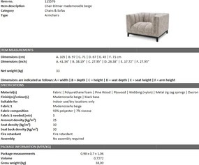 Fotoliu design elegant LUX Ditmar, bej mademoiselle 115576 HZ