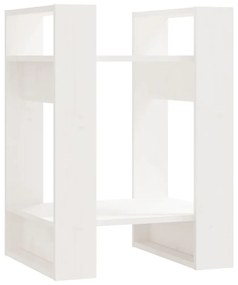 813855 vidaXL Bibliotecă/Separator cameră, alb, 41x35x57 cm, lemn masiv pin