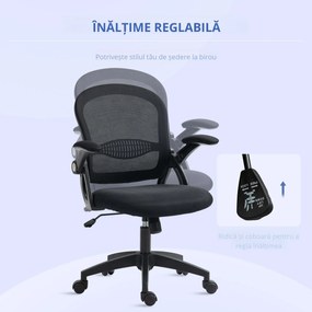 Vinsetto Scaun de Birou Ergonomic cu Spătar din Plasă, Scaun de Birou cu Înălțime Reglabilă, 65.5x61.5x88-97.5 cm, Negru | Aosom Romania