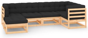 vidaXL Set mobilier de grădină cu perne, 6 piese, lemn masiv de pin