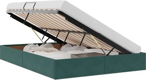 vidaXL Pat cu storage cu headboard Verde închis 140 x 190 cm Catifea